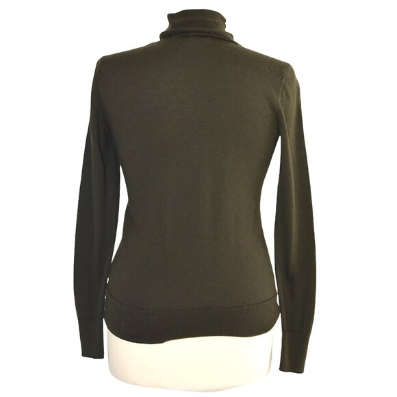 100% Merino Wool Banana Republic Sweater Olive Green Turtleneck Sweater XS Y2K - Picture 5 of 8